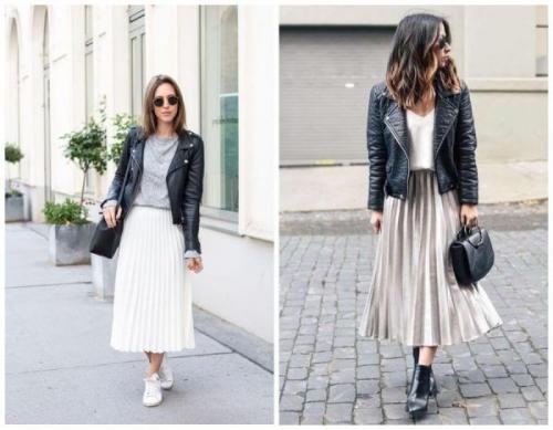 С чем носить косуху женщине з.  Как носить куртку-косуху с платьями и юбками в 2021 году женщинам за 45