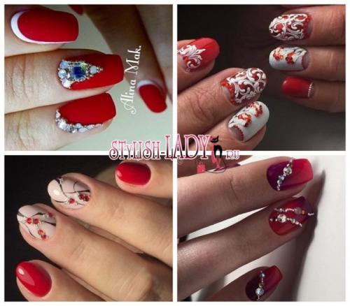 Красный маникюр со стразами на длинные ногти. Особенности выполнения красного маникюра