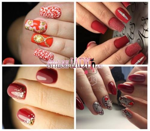 Красный маникюр со стразами на длинные ногти. Особенности выполнения красного маникюра