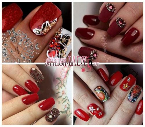#1 красный маникюр с дизайном стразами. Особенности выполнения красного маникюра
