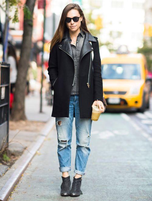 Стильная комбинация: как правильно сочетать рваные джинсы с стеганой косухой 07