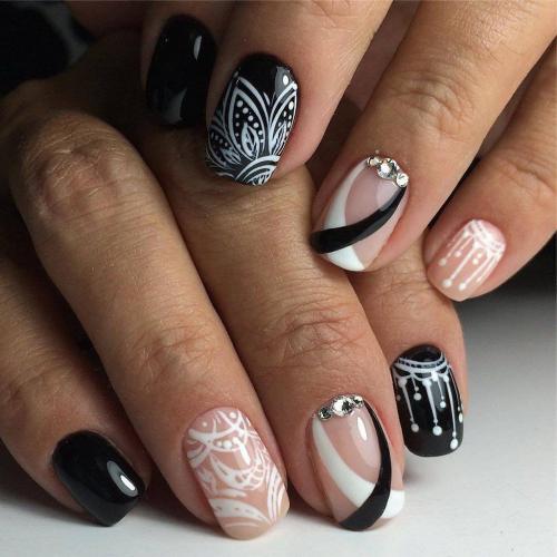 Как долго может продержаться дизайн ногтей черный розовый белый. Идеи черно-белого дизайна ногтей