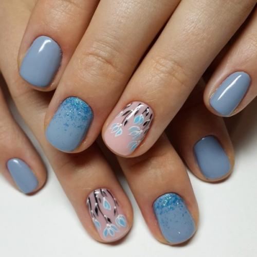 Маникюр с веточкой. Маникюр с веточками