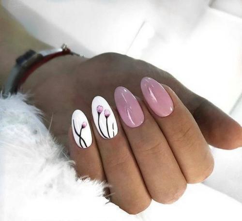 Маникюр с веточкой. Маникюр с веточками