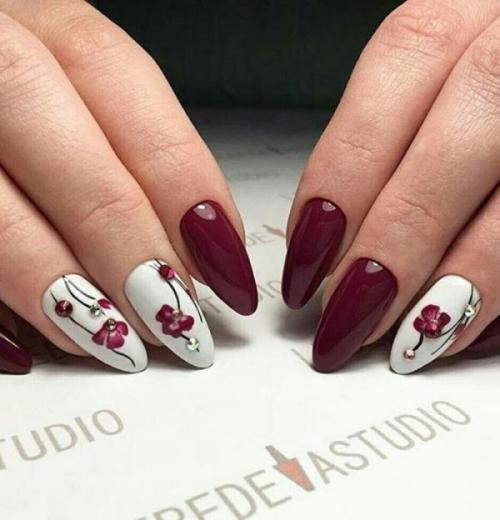 Маникюр с веточкой. Маникюр с веточками