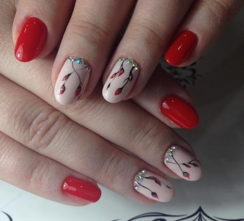 Маникюр с веточкой. Маникюр с веточками