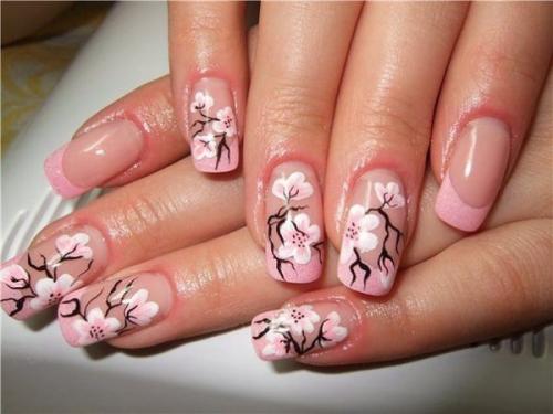 Маникюр с веточкой. Маникюр с веточками