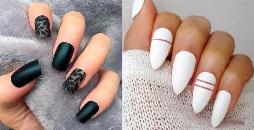 Особенности и варианты оформления матового черного маникюра.  Особенности матового маникюра 03