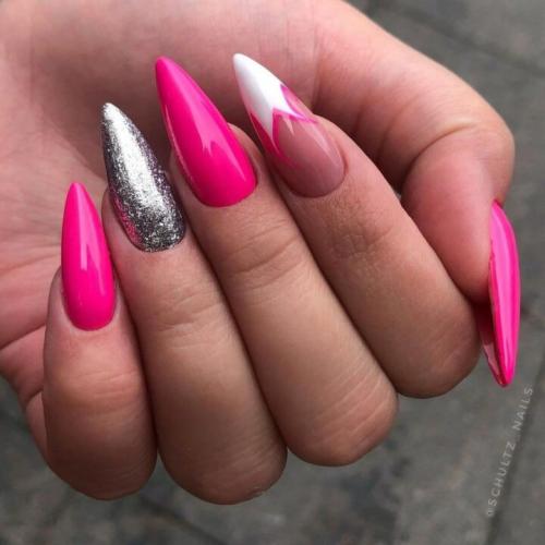 Что такое маникюр ярко розовый с черным рисунком