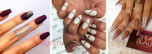 Смесь глянцевого и матового маникюра. Гель лак дизайн матовый и глянцевый. Как сделать матовый маникюр гель-лаком в домашних условиях: обзор способов. 01