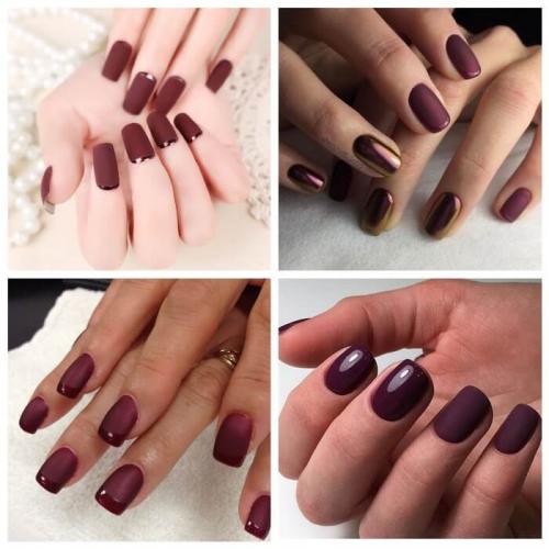 Бордовый матовый маникюр. Бордовые матовые ногти — идеи нескучного дизайна с фото
