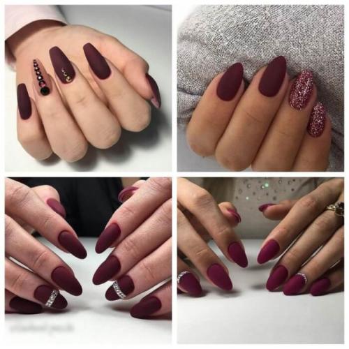 Бордовый матовый маникюр. Бордовые матовые ногти — идеи нескучного дизайна с фото