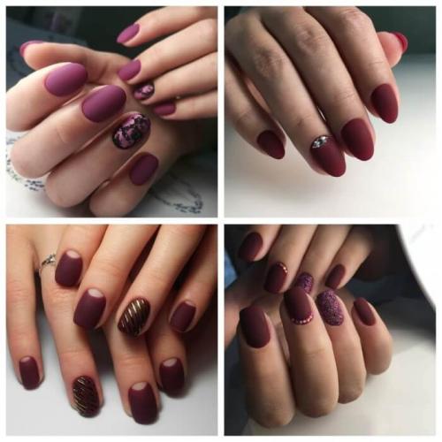 Бордовый матовый маникюр. Бордовые матовые ногти — идеи нескучного дизайна с фото