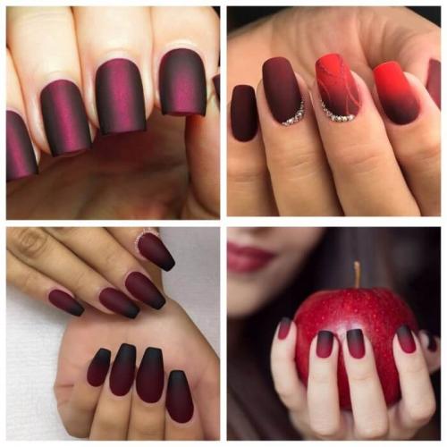 Бордовый матовый маникюр. Бордовые матовые ногти — идеи нескучного дизайна с фото