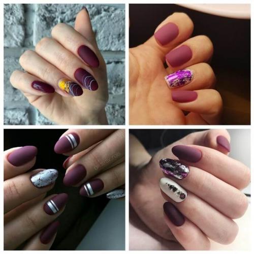 Бордовый матовый маникюр. Бордовые матовые ногти — идеи нескучного дизайна с фото