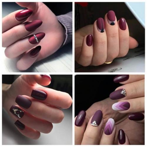 Бордовый матовый маникюр. Бордовые матовые ногти — идеи нескучного дизайна с фото