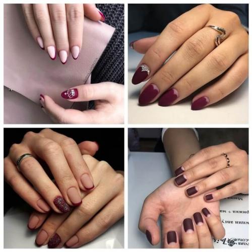 Матовый бордовый маникюр. Бордовые матовые ногти — идеи нескучного дизайна с фото