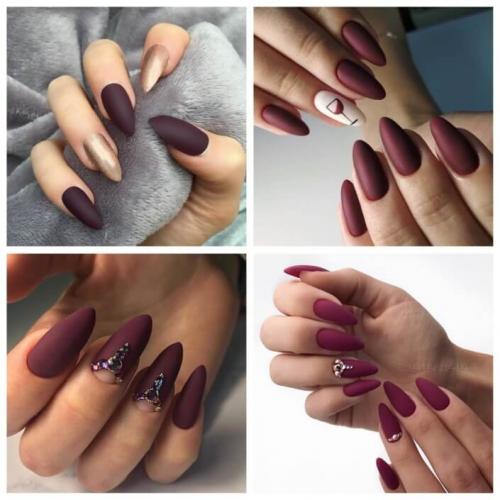 Матовый бордовый маникюр. Бордовые матовые ногти — идеи нескучного дизайна с фото