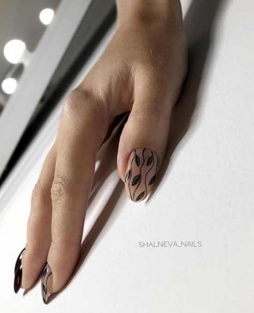 Черно бежевый маникюр миндаль. Маникюр бежевый с черным: 105 фото с самым красивым дизайном