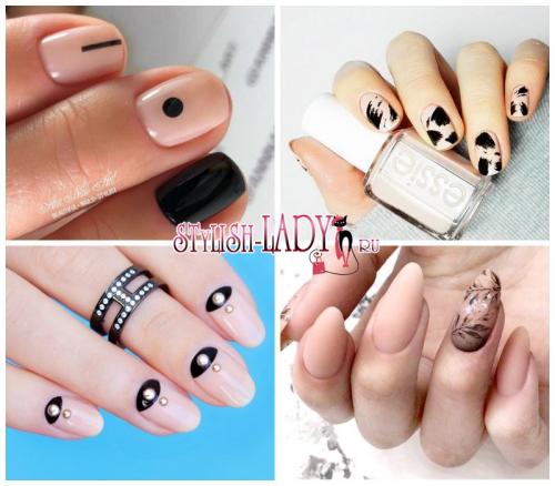 Маникюр черный с телесным. Нюд + черный — 40 идеи модного маникюра с сочетанием черного и нюдового лаков