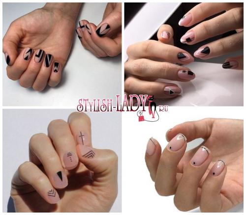 Маникюр черный с телесным. Нюд + черный — 40 идеи модного маникюра с сочетанием черного и нюдового лаков