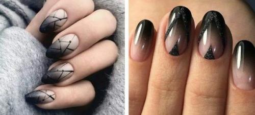 Бежевый маникюр с черным френчем. Маникюр бежевый с черным