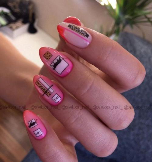 Сочетание розового маникюра с палитрой цветов. Розовый маникюр 2022: новые фото дизайна, стильные идеи