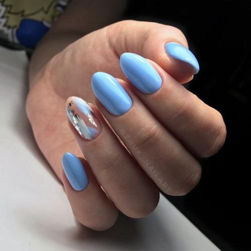 Голубой маникюр с блестками. Идеи голубого маникюра с блестками