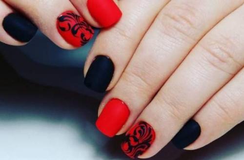 Маникюр красный с черным. Особенности черно-красного маникюра