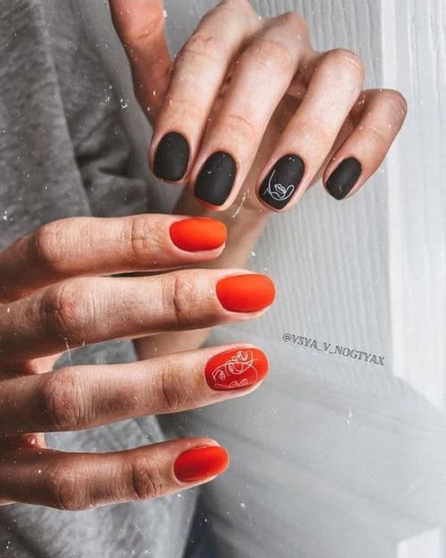 Маникюр красный с черным 2021. Красные ногти дизайн 2021: фото модного и стильного маникюра