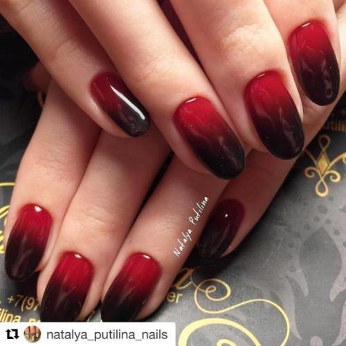 Маникюр красный с черным и белым. Дизайн красно-черных ногтей омбре 2020-2021