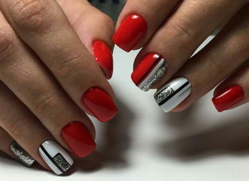 Маникюр в красно белом цвете. Вариация сочетаний белого и красного