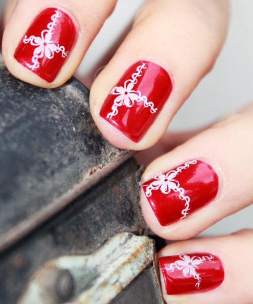 Маникюр в красно белом цвете. Вариация сочетаний белого и красного
