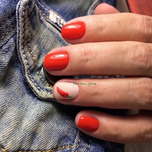 Маникюр в красно белом цвете. Вариация сочетаний белого и красного 39