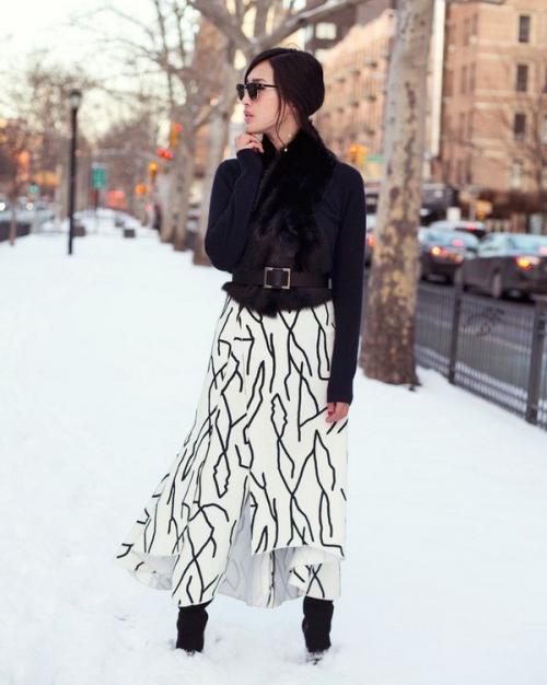 С чем носить юбку-макси осенью и зимой. С чем носить длинные юбки зимой