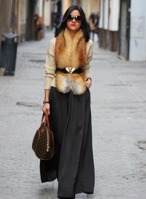 С чем носить юбку-макси осенью и зимой. С чем носить длинные юбки зимой