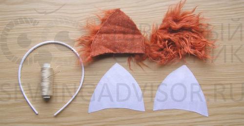 Как сделать уши лисы самому. Меховые ушки для карнавального костюма на обруче 03 Как сделать уши лисы самому. Меховые ушки для карнавального костюма на обруче 03