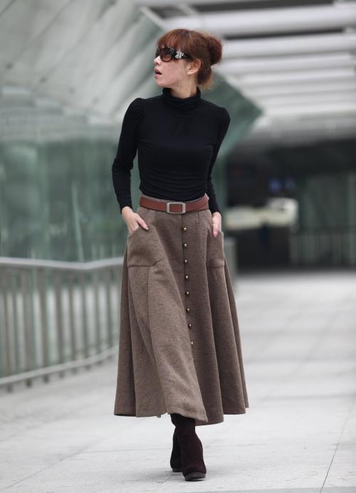 Как носить макси-юбку зимой. Какие ткани подходят для зимы 11