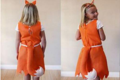 Хвост лисы из мишуры. Костюм лисички для девочки своими руками. Костюм лисы своими руками