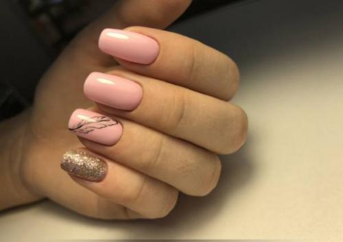 Розово-золотой маникюр. Нежный розовый маникюр с золотым
