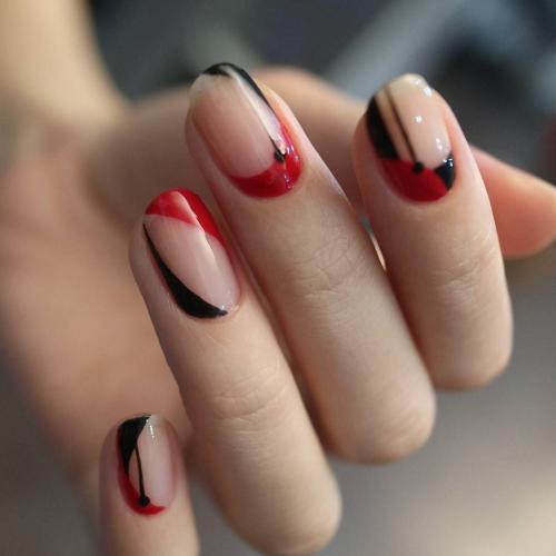 Френч с золотом и серебром. Варианты дизайна красного френча