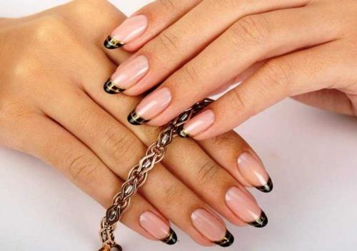 Золотой френч на черном. Френч в сочетании с черным и золотым