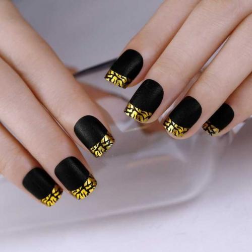 Золотой френч на черном. Френч в сочетании с черным и золотым