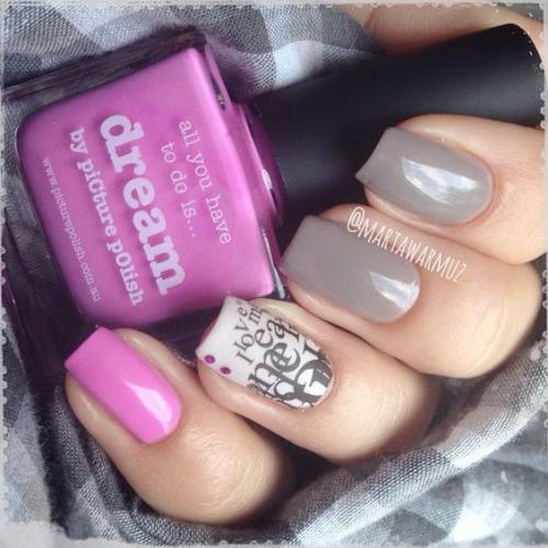 Элегантное сочетание: серый и розовый цвет в маникюре 10 Элегантное сочетание: серый и розовый цвет в маникюре 10