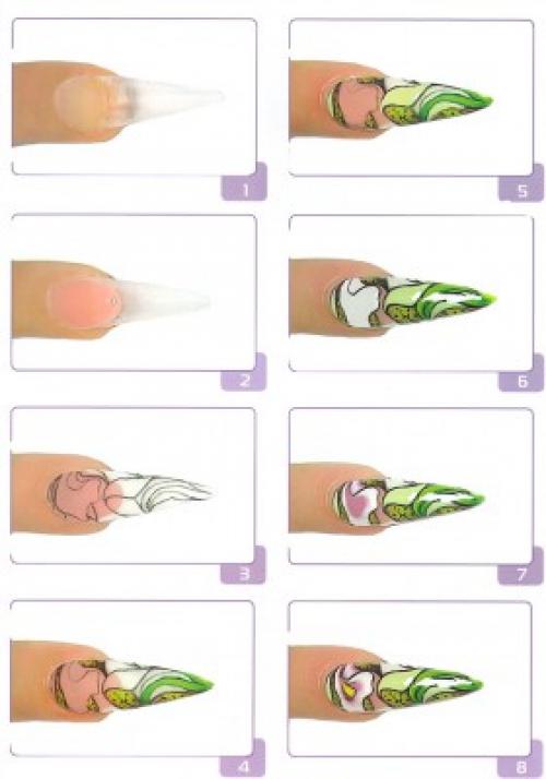 Рисунки на ногтях, простые схемы. Рисунки на ногтях: пошаговые схемы для начинающих