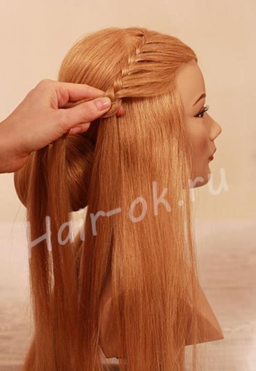 Вечерняя прическа с двумя косами. 04 Вечерняя прическа с двумя косами. 04