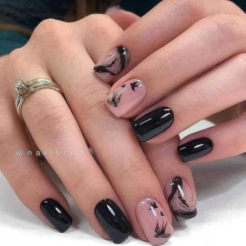 Маникюр на квадратные ногти. 08