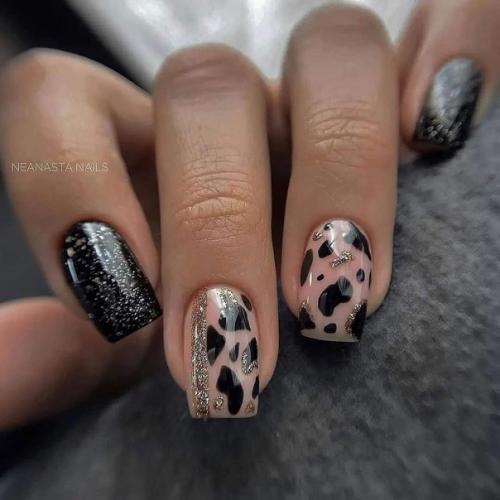 Маникюр на квадратные ногти. 07