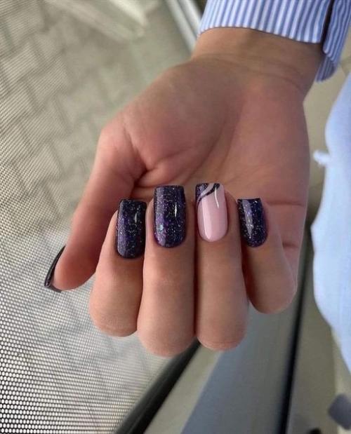 Маникюр на квадратные ногти. 09