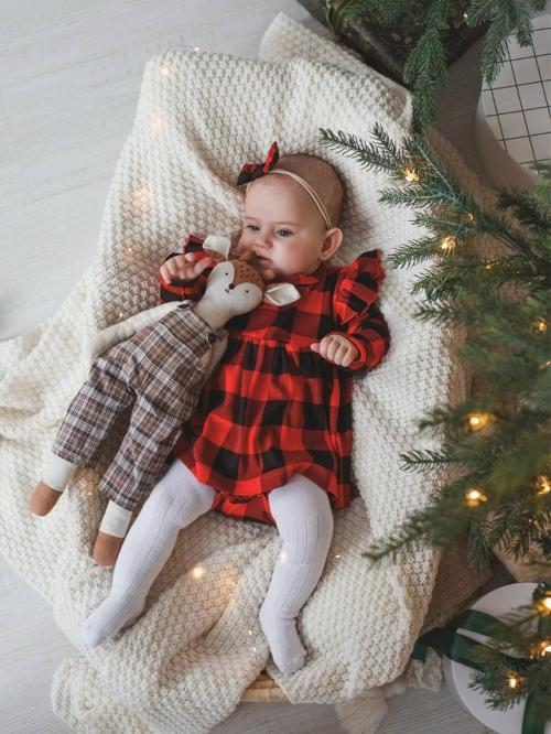 Новогодние комплекты для малышей: платье - боди и слипы. 02